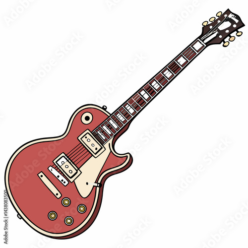 Electric Guitar – Musical Instrument Vector Illustration on White Background