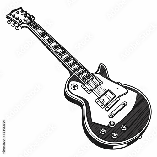 Electric Guitar – Musical Instrument Vector Illustration on White Background