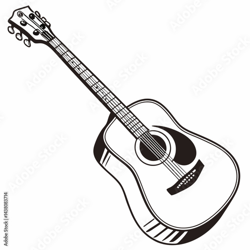 Acoustic Guitar – String Instrument Vector Illustration on White Background