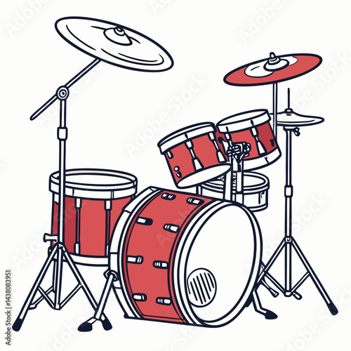 Drum Kit – Music Equipment Vector Illustration on White Background