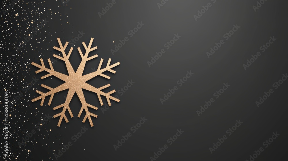 Fototapeta premium Sparkling Snowflake on Dark Backgrounds Intricate snowflake design with sparkling details on a dark gray background, suitable for holiday decorations