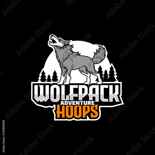 wolf logo adventure forest. wolf logo vector emblem. wolf mascot. vintage wolf logo silhouette.
