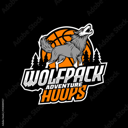 wolf logo adventure forest. wolf logo vector emblem. wolf mascot. vintage wolf logo silhouette.