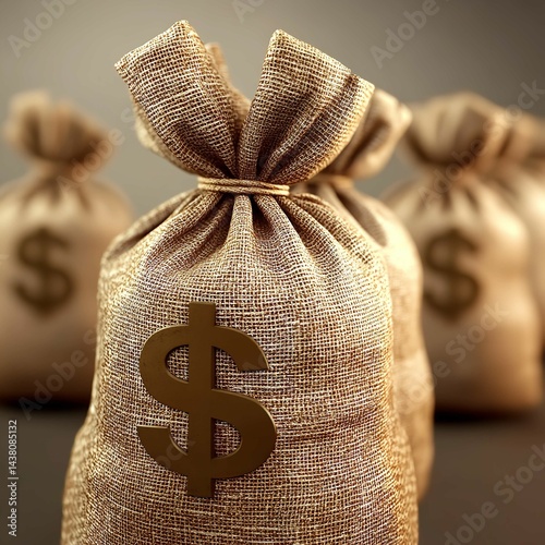  Burlap Money Bags Illustration.