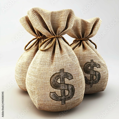  Burlap Money Bags Illustration.