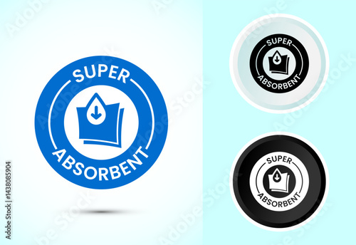 Water absorbent icon design illustration, Water drop absorb sign symbol in color black and white