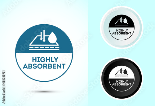 Water absorbent icon design illustration, Water drop absorb sign symbol in color black and white