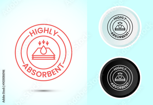 Water absorbent icon design illustration, Water drop absorb sign symbol in color black and white