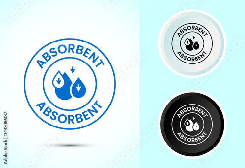 Water absorbent icon design illustration, Water drop absorb sign symbol in color black and white