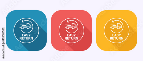 Easy return icon design illustration, Easy return label sign in shadow button design