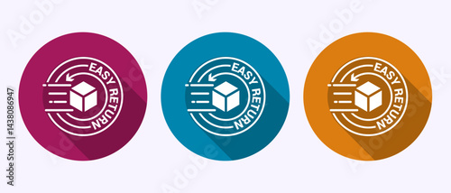 Easy return icon design illustration, Easy return label sign in shadow button design