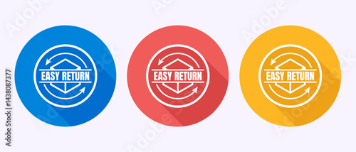 Easy return icon design illustration, Easy return label sign in shadow button design