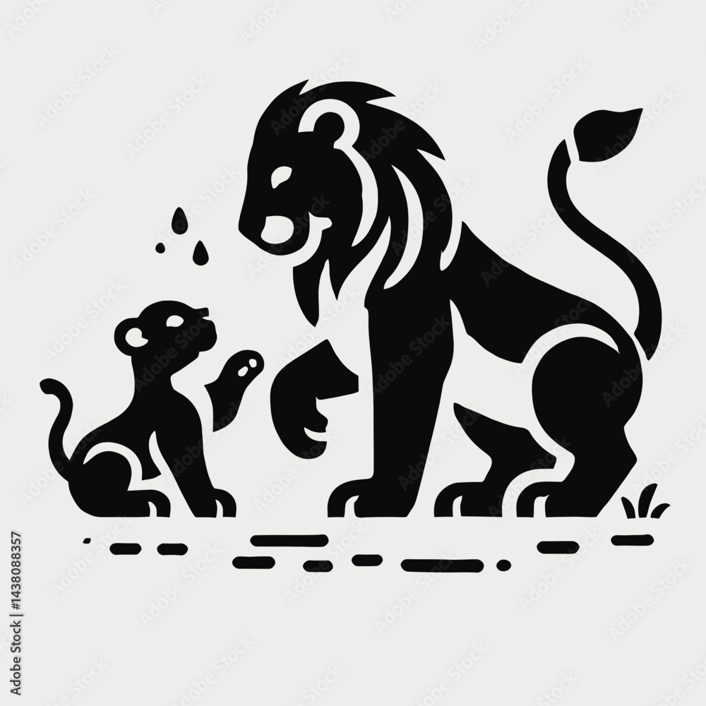 Obraz premium Lioness with Cub