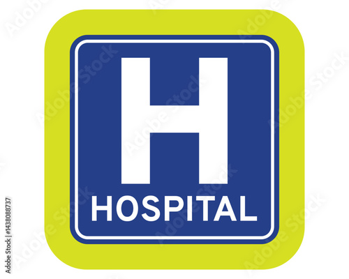 Hospital Sign, Medical Facility Indicator, Emergency Healthcare Location – High Quality Vectorial Stock Image
