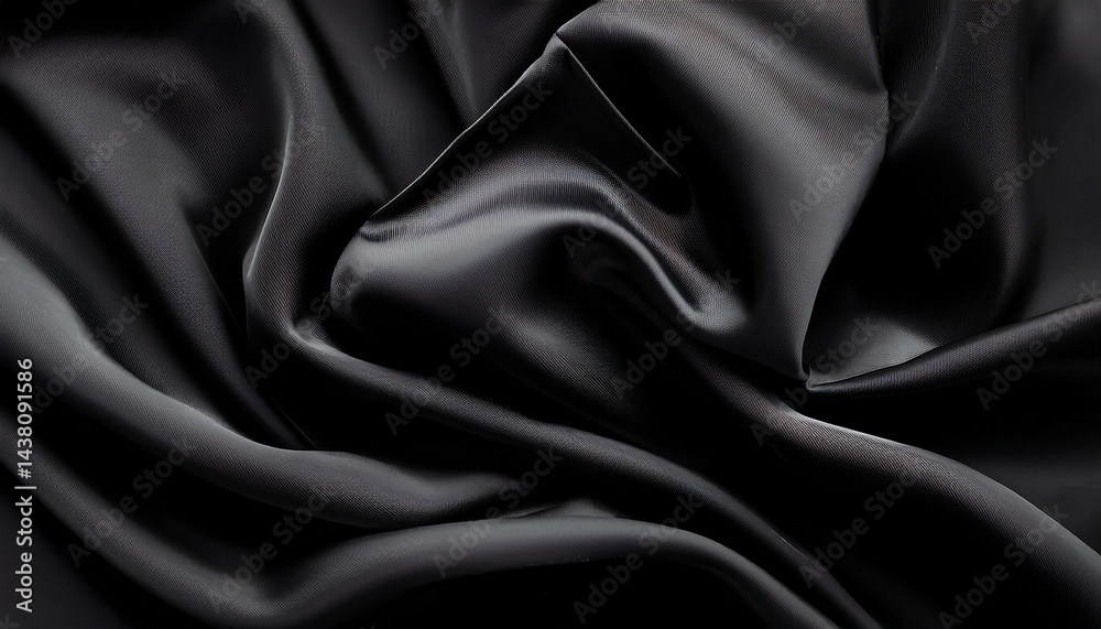 Fototapeta premium Black textures wallpaper. Abstract 4k background silk, smooth, waves pattern. Modern clean m