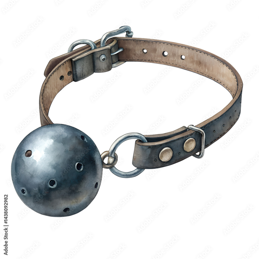 Obraz premium Watercolor Ball Gag Sex Composition isolated on transparent background
