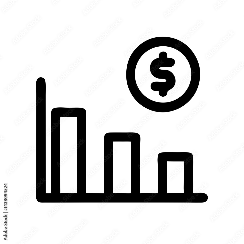 simple black line graph showing a downward trend, accompanied by dollar sign in circle.Represents financial loss, decrease,or economic downturn.Use on finance blogs or business websites simple black line graph showing a downward trend, accompanied by dollar sign in circle.Represents financial loss, decrease,or economic downturn.Use on finance blogs or business websites