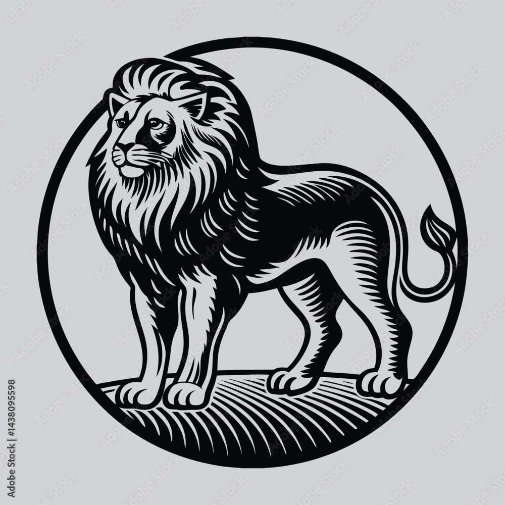 Obraz premium Wild Lion Artwork in Circle