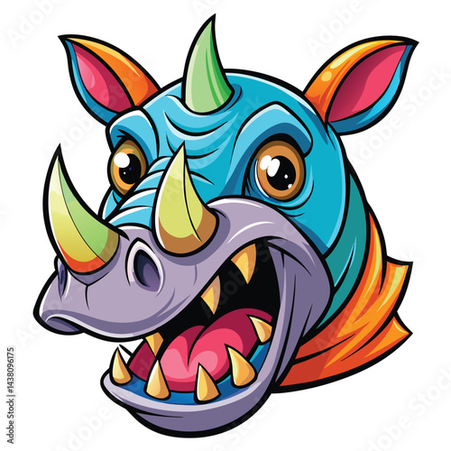 Vibrant cartoon rhino head