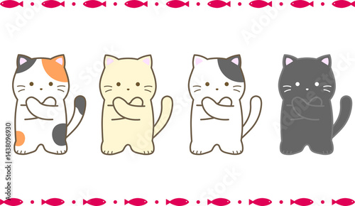 みけ・茶・ハチワレ・黒猫／バツマーク