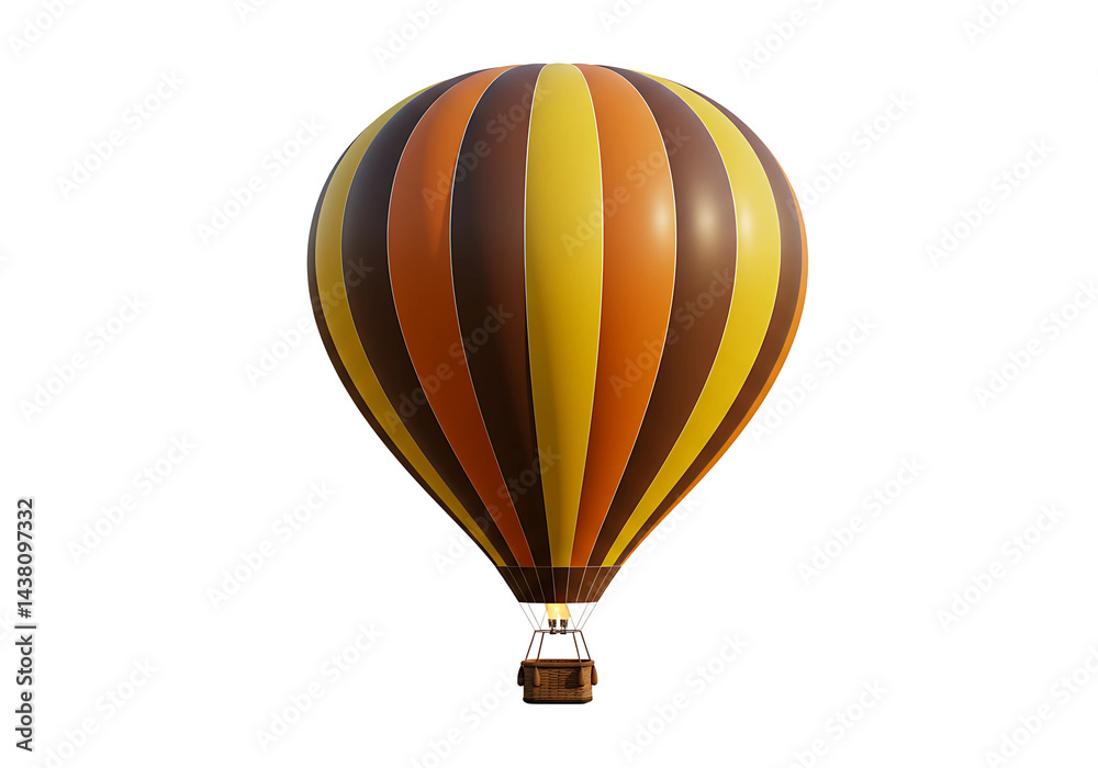 Naklejka premium Classic Striped Hot Air Balloon Floating on Transparent Background