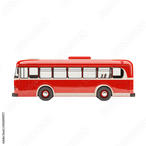 realistic side view of sightseeing bus isolated on clean white background, detailed travel transport for tourism, margin space included