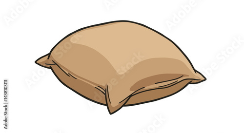 Brown Pillow Illustration on White Background