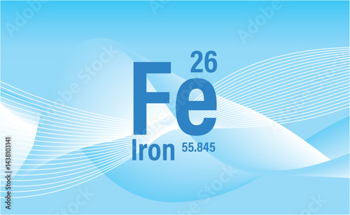 Conceptual abstract composition. Icon, sign. Iron. Set of microelements (minerals) useful for human health on a white background