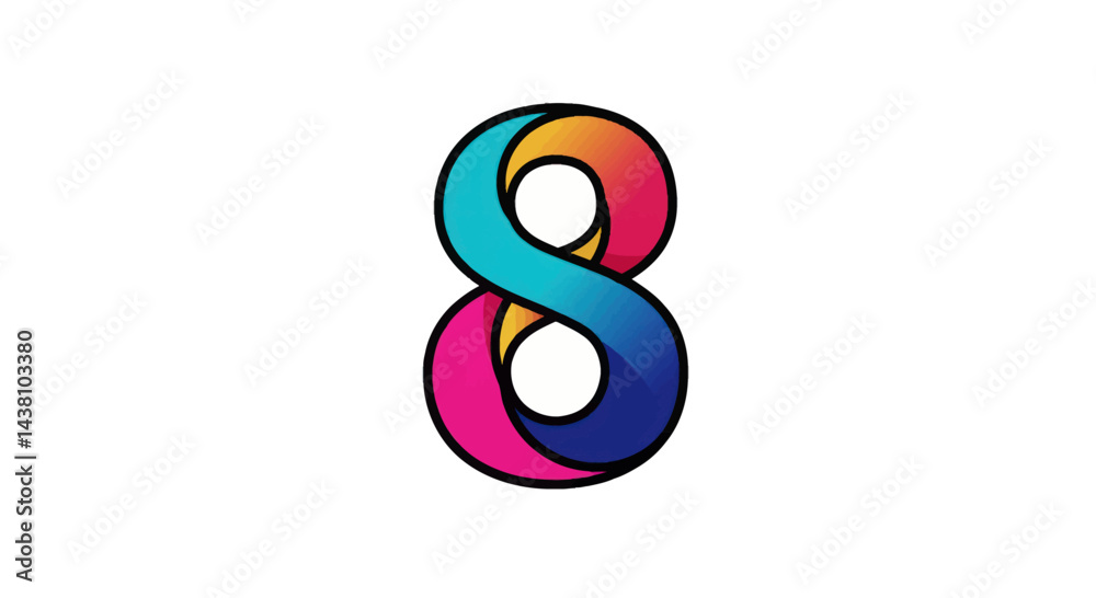 Colorful Intertwined Number Eight Abstract Design Colorful Intertwined Number Eight Abstract Design