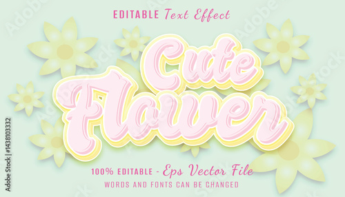 cute flower 3d text effect design