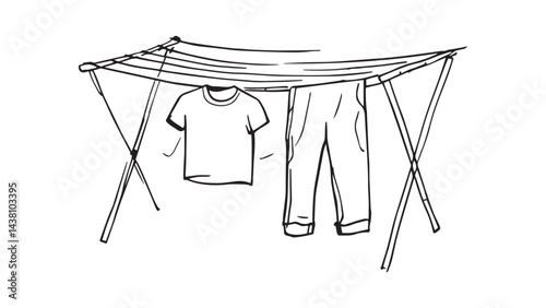 Drying rack line art illustration