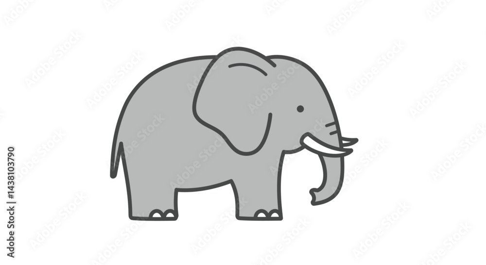 Obraz premium Grey Cartoon Elephant Illustration