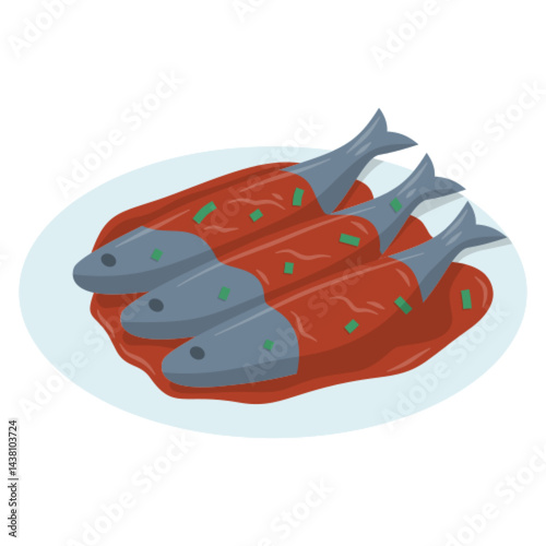 Seafood Dish sardines vector illustration