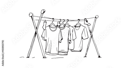 Drying rack line art illustration