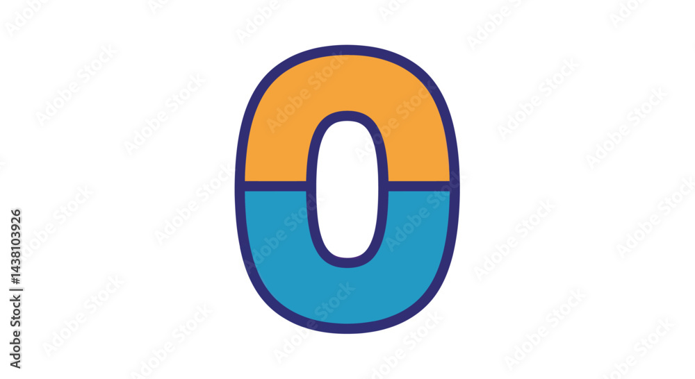 Orange and Blue Number Zero Illustration Orange and Blue Number Zero Illustration