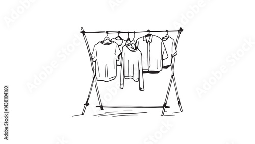 Drying rack line art illustration