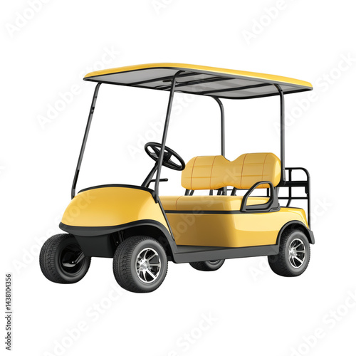 realistic golf cart isolated on clean white background, electric resort transport vehicle, centered without touching edges