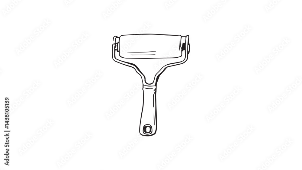 Lint roller line art illustration