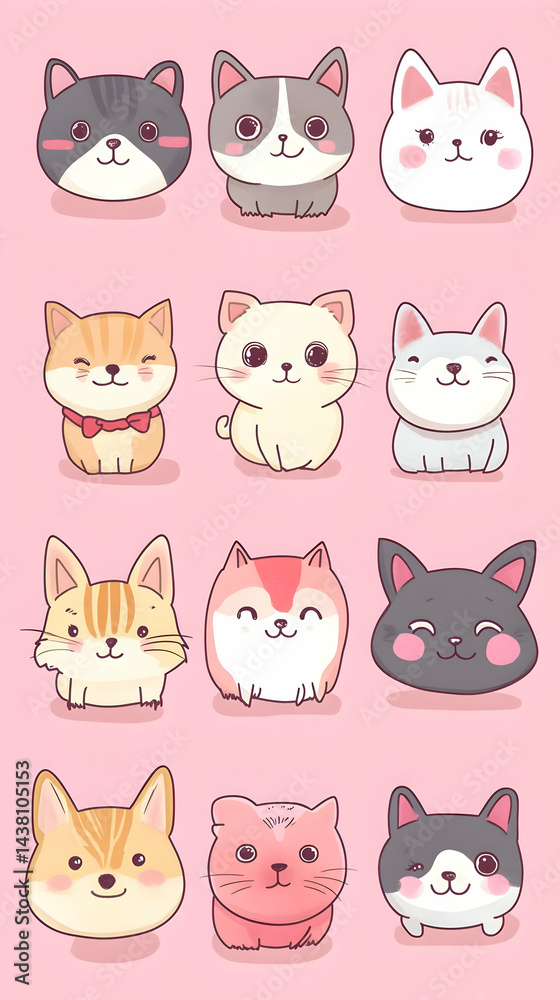 Sweet Cartoon Cats Pattern Sweet Cartoon Cats Pattern