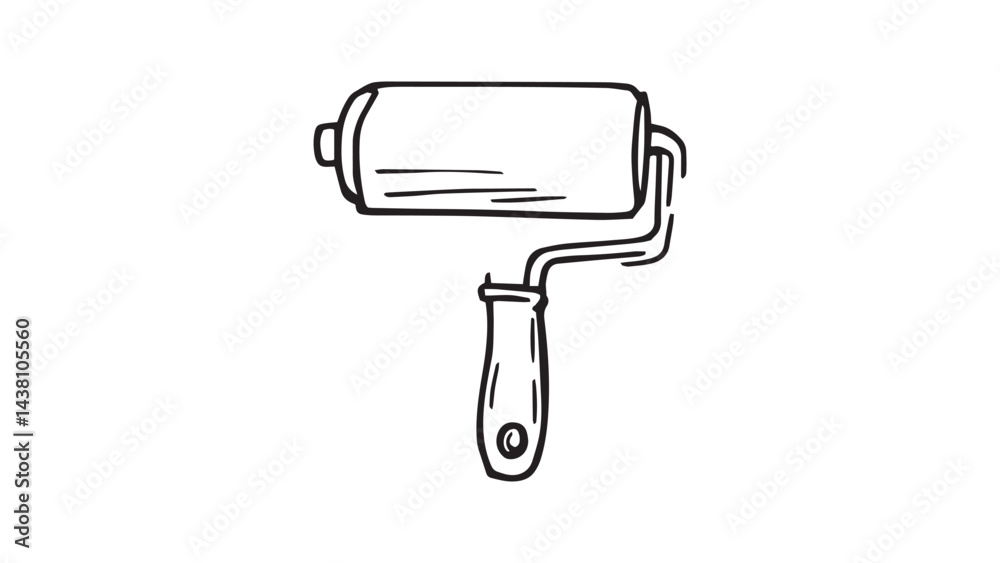 Lint roller line art illustration