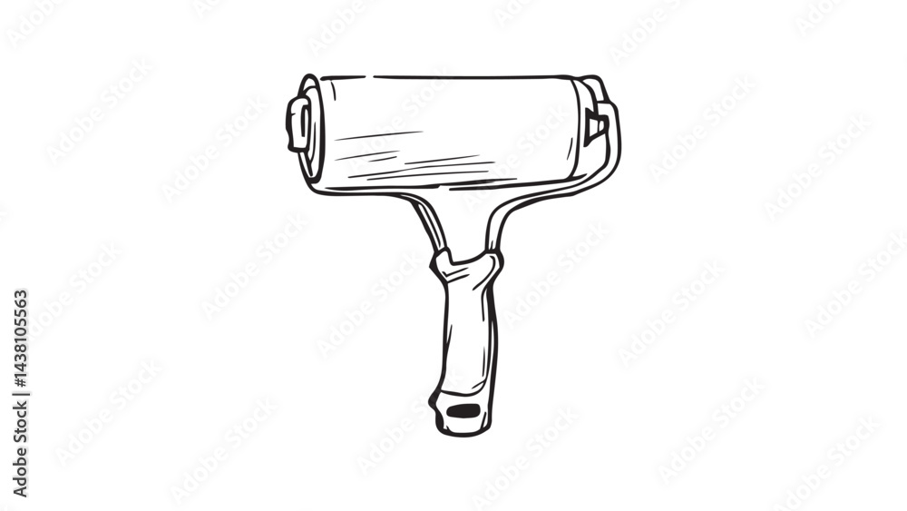Lint roller line art illustration