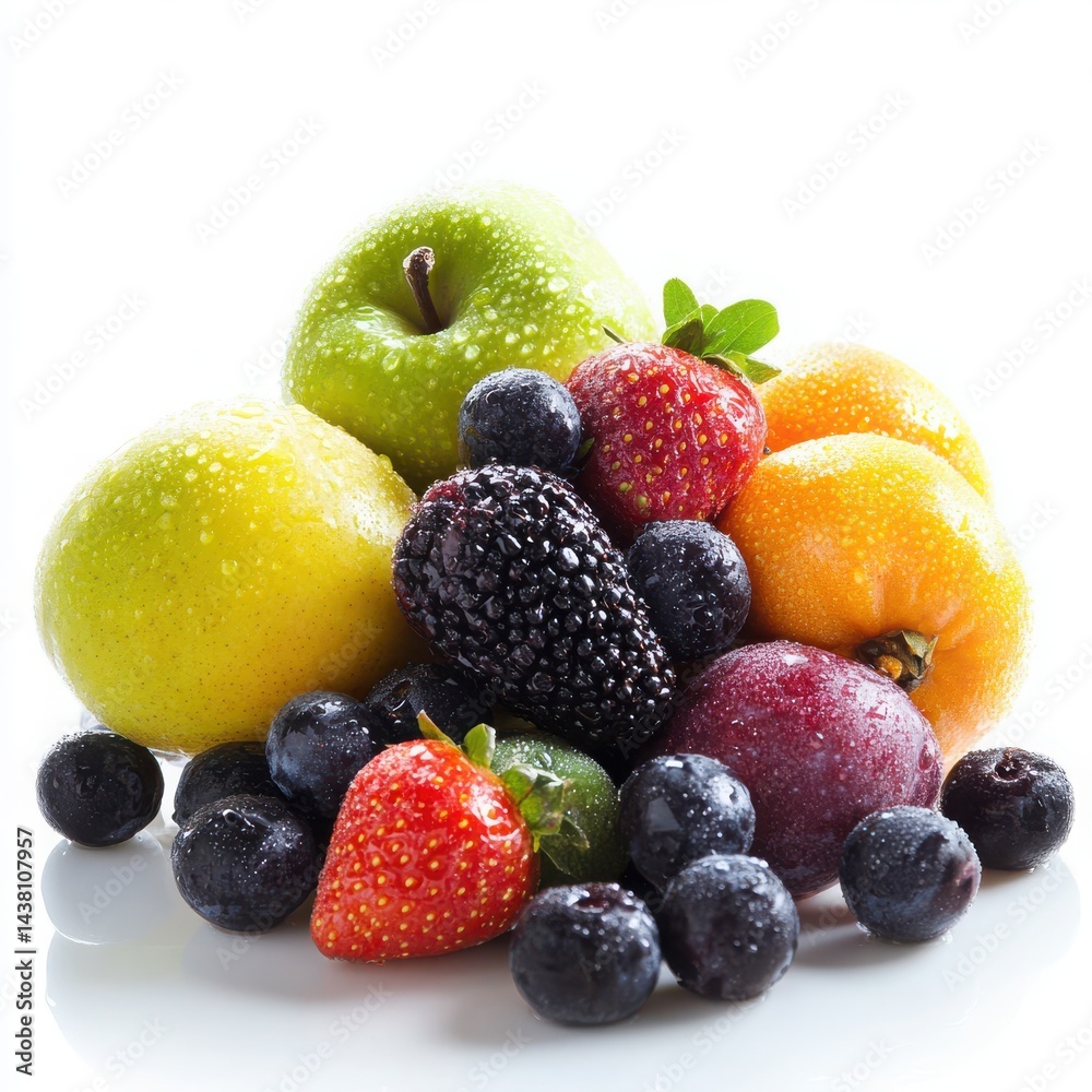 fruit bundle with dew isolated with white background fruit bundle with dew isolated with white background