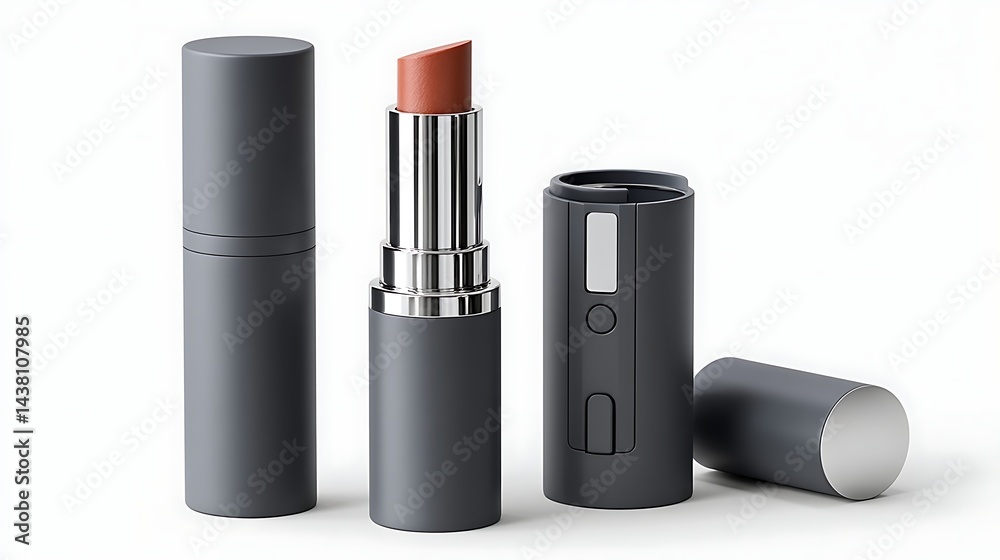 Obraz premium Elegant Gray Lipstick Packaging Mockup Modern Cosmetic Product Design
