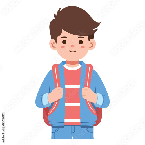 Cartoon boy with backpack illustration for school education vector