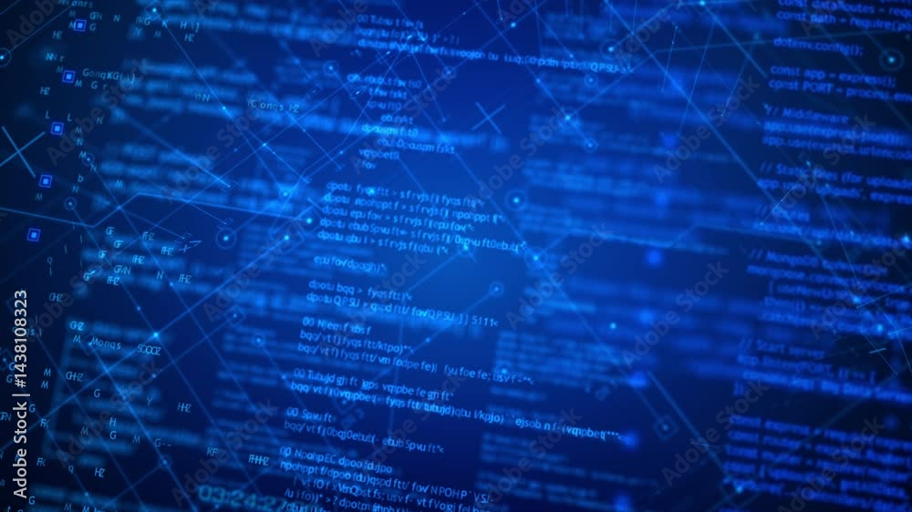 Random programming code lines and symbols forming an abstract tech background. Ideal for cybersecurity, coding, software, and digital data themes