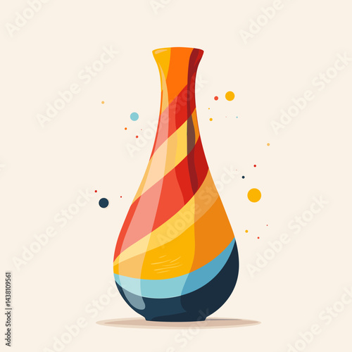 Colorful vase. Vector illustration in flat style isolated on white background.