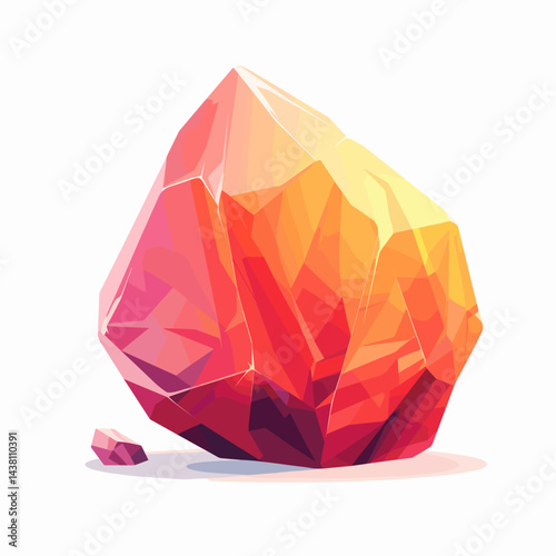 Illustration of a pink ruby stone isolated on a white background.