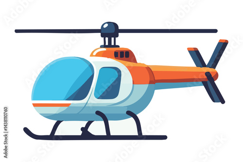 Orange and white helicopter vector illustration for transportation designs