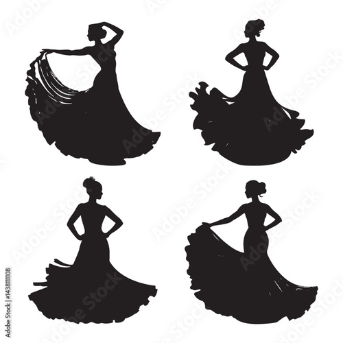 A Set of Dancing Girl Illustrations