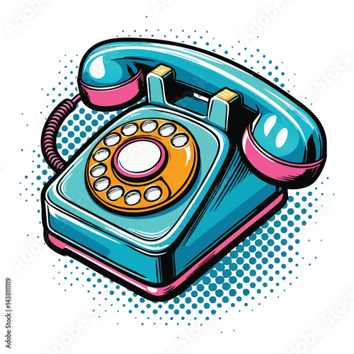 Retro Rotary Phone Illustration Communication Device Nostalgic Vintage Technology